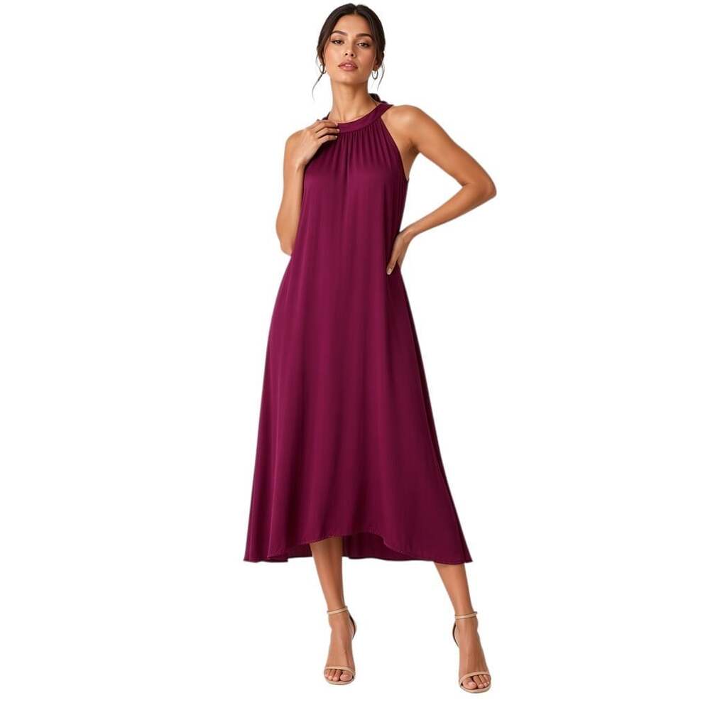 Velvet by Graham Spencer Magenta Halter Midi Dress XS Boho Homecoming Wedding